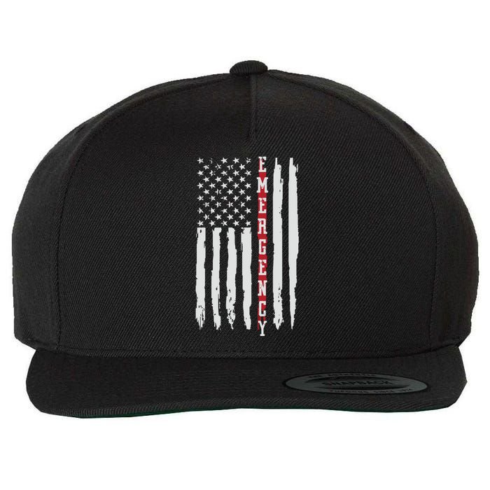 Emergency Nurse Er Nurse Thin Red Line Flag Wool Snapback Cap