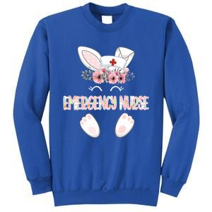 Emergency Nurse Easter Nurse Floral Bunny Cool Gift Sweatshirt