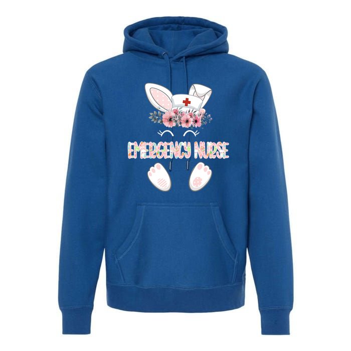 Emergency Nurse Easter Nurse Floral Bunny Cool Gift Premium Hoodie