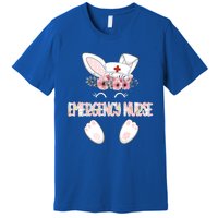 Emergency Nurse Easter Nurse Floral Bunny Cool Gift Premium T-Shirt