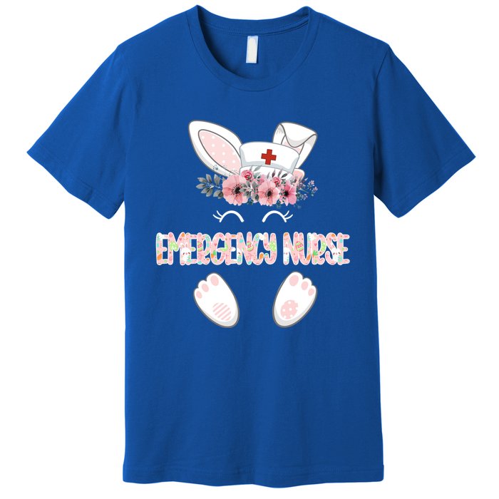 Emergency Nurse Easter Nurse Floral Bunny Cool Gift Premium T-Shirt