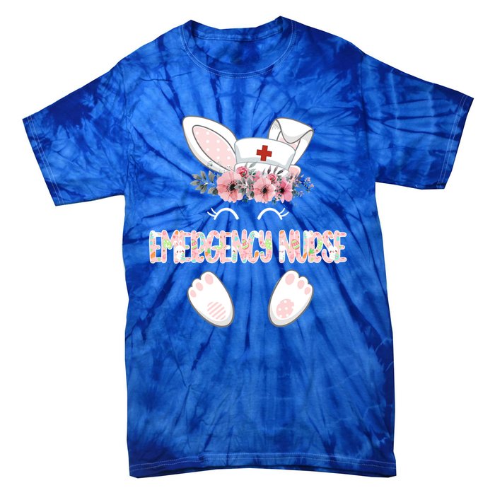 Emergency Nurse Easter Nurse Floral Bunny Cool Gift Tie-Dye T-Shirt