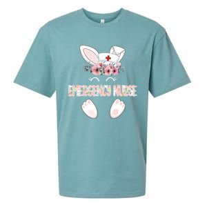 Emergency Nurse Easter Nurse Floral Bunny Cool Gift Sueded Cloud Jersey T-Shirt