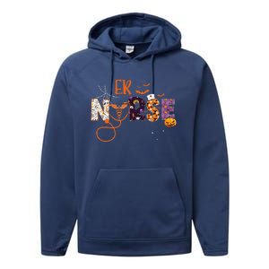 Emergency Nurse ER Nurse Halloween Spooky Season Nursing Performance Fleece Hoodie