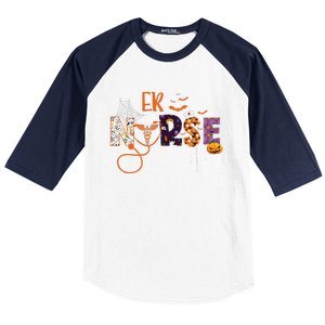 Emergency Nurse ER Nurse Halloween Spooky Season Nursing Baseball Sleeve Shirt