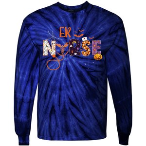 Emergency Nurse ER Nurse Halloween Spooky Season Nursing Tie-Dye Long Sleeve Shirt