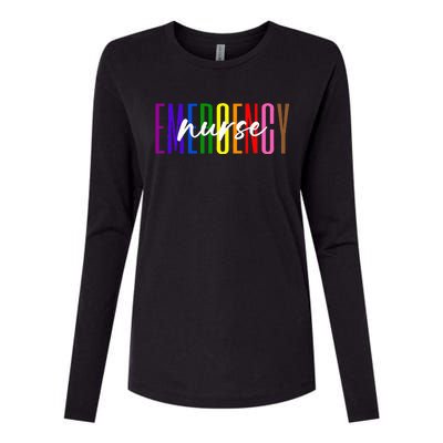 Emergency Nurse ER Nurse Emergency Room Pride Rainbow Womens Cotton Relaxed Long Sleeve T-Shirt