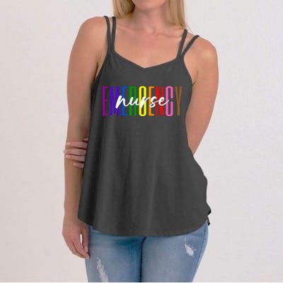 Emergency Nurse ER Nurse Emergency Room Pride Rainbow Women's Strappy Tank