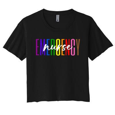 Emergency Nurse ER Nurse Emergency Room Pride Rainbow Women's Crop Top Tee