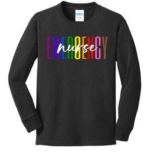 Emergency Nurse ER Nurse Emergency Room Pride Rainbow Kids Long Sleeve Shirt