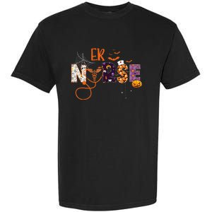 Emergency Nurse ER Nurse Halloween Spooky Season Nursing Garment-Dyed Heavyweight T-Shirt