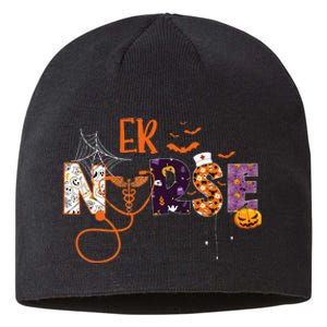 Emergency Nurse ER Nurse Halloween Spooky Season Nursing Sustainable Beanie