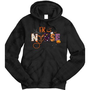 Emergency Nurse ER Nurse Halloween Spooky Season Nursing Tie Dye Hoodie