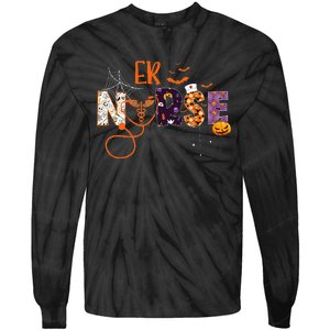 Emergency Nurse ER Nurse Halloween Spooky Season Nursing Tie-Dye Long Sleeve Shirt