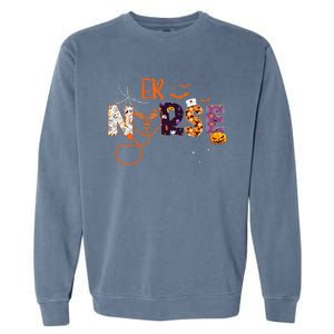 Emergency Nurse ER Nurse Halloween Spooky Season Nursing Garment-Dyed Sweatshirt