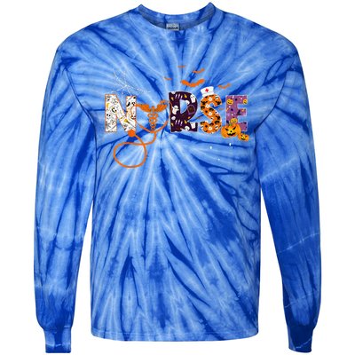 Emergency Nurse ER Nurse Halloween Spooky Season Nursing Tie-Dye Long Sleeve Shirt