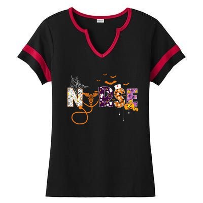 Emergency Nurse Er Nurse Halloween Spooky Season Nursing Ladies Halftime Notch Neck Tee