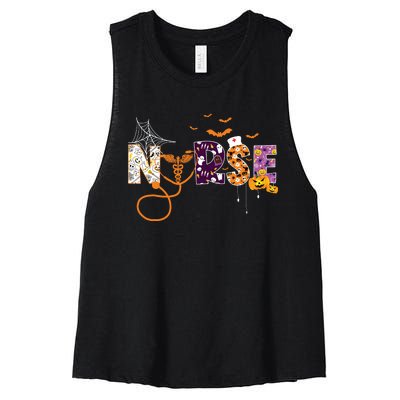 Emergency Nurse Er Nurse Halloween Spooky Season Nursing Women's Racerback Cropped Tank