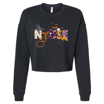 Emergency Nurse Er Nurse Halloween Spooky Season Nursing Cropped Pullover Crew