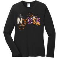 Emergency Nurse Er Nurse Halloween Spooky Season Nursing Ladies Long Sleeve Shirt