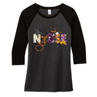 Emergency Nurse Er Nurse Halloween Spooky Season Nursing Women's Tri-Blend 3/4-Sleeve Raglan Shirt