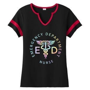 Emergency Nurse ED Nurse ER Emergency Department Nur Tie Dye Ladies Halftime Notch Neck Tee