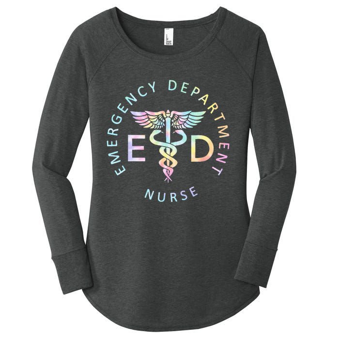 Emergency Nurse ED Nurse ER Emergency Department Nur Tie Dye Women's Perfect Tri Tunic Long Sleeve Shirt