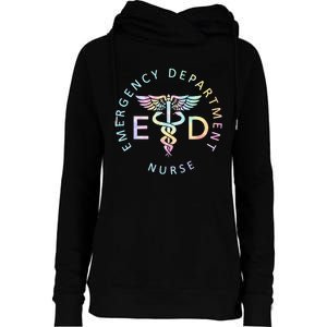 Emergency Nurse ED Nurse ER Emergency Department Nur Tie Dye Womens Funnel Neck Pullover Hood