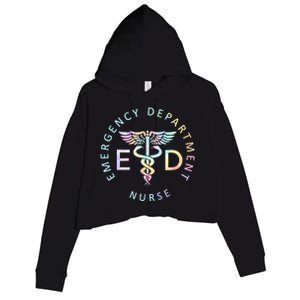 Emergency Nurse ED Nurse ER Emergency Department Nur Tie Dye Crop Fleece Hoodie