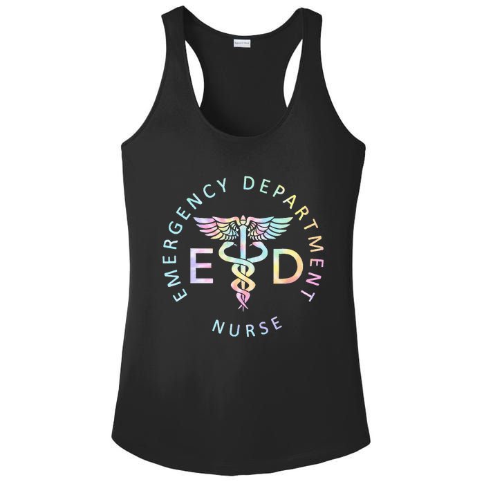 Emergency Nurse ED Nurse ER Emergency Department Nur Tie Dye Ladies PosiCharge Competitor Racerback Tank