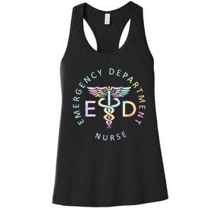 Emergency Nurse ED Nurse ER Emergency Department Nur Tie Dye Women's Racerback Tank