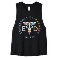 Emergency Nurse ED Nurse ER Emergency Department Nur Tie Dye Women's Racerback Cropped Tank