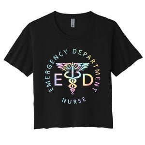 Emergency Nurse ED Nurse ER Emergency Department Nur Tie Dye Women's Crop Top Tee