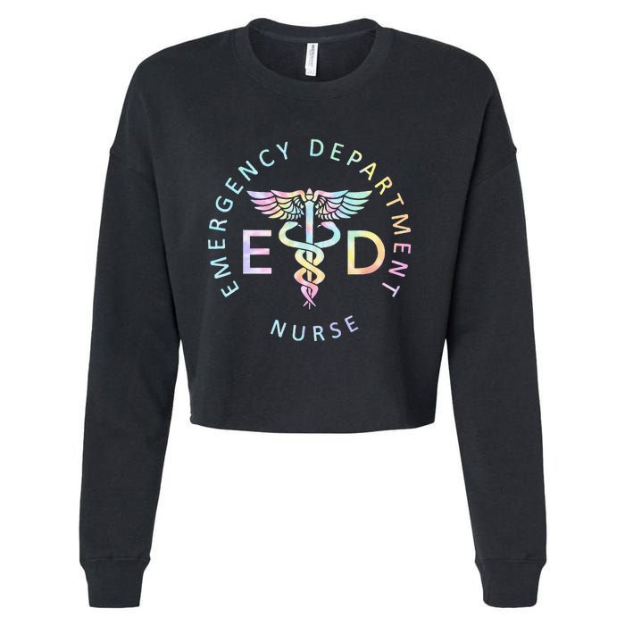 Emergency Nurse ED Nurse ER Emergency Department Nur Tie Dye Cropped Pullover Crew