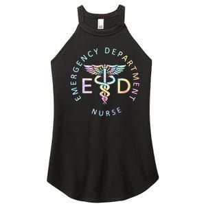 Emergency Nurse ED Nurse ER Emergency Department Nur Tie Dye Women's Perfect Tri Rocker Tank