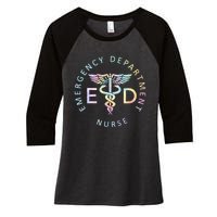 Emergency Nurse ED Nurse ER Emergency Department Nur Tie Dye Women's Tri-Blend 3/4-Sleeve Raglan Shirt