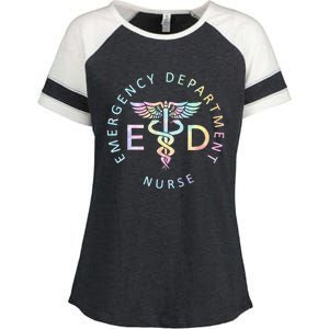 Emergency Nurse ED Nurse ER Emergency Department Nur Tie Dye Enza Ladies Jersey Colorblock Tee