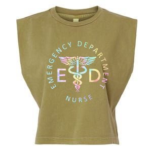 Emergency Nurse ED Nurse ER Emergency Department Nur Tie Dye Garment-Dyed Women's Muscle Tee