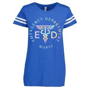 Emergency Nurse ED Nurse ER Emergency Department Nur Tie Dye Enza Ladies Jersey Football T-Shirt