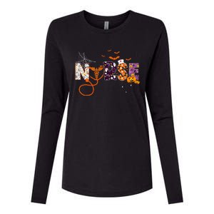 Emergency Nurse ER Nurse Halloween Spooky Season Nursing Womens Cotton Relaxed Long Sleeve T-Shirt