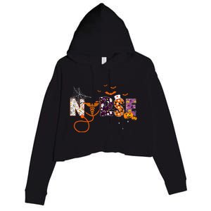 Emergency Nurse ER Nurse Halloween Spooky Season Nursing Crop Fleece Hoodie