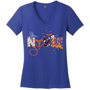 Emergency Nurse ER Nurse Halloween Spooky Season Nursing Women's V-Neck T-Shirt