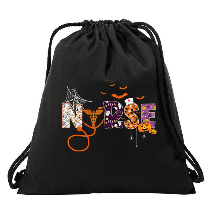 Emergency Nurse ER Nurse Halloween Spooky Season Nursing Drawstring Bag