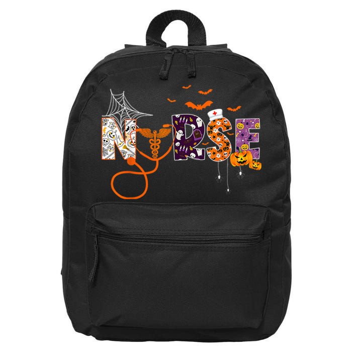 Emergency Nurse ER Nurse Halloween Spooky Season Nursing 16 in Basic Backpack