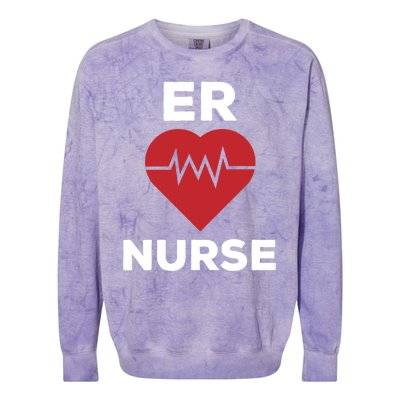 Er Nurse Emergency Room Nurse Heartbeat Nursing Gift Colorblast Crewneck Sweatshirt