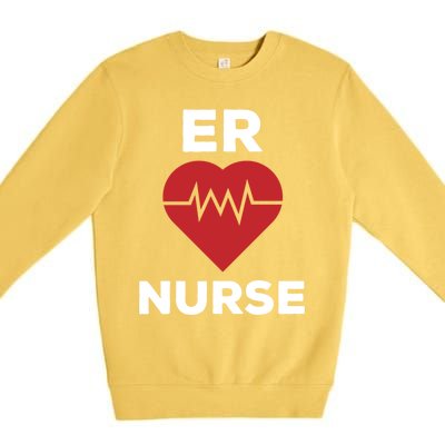 Er Nurse Emergency Room Nurse Heartbeat Nursing Gift Premium Crewneck Sweatshirt