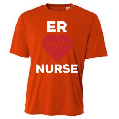 Er Nurse Emergency Room Nurse Heartbeat Nursing Gift Cooling Performance Crew T-Shirt