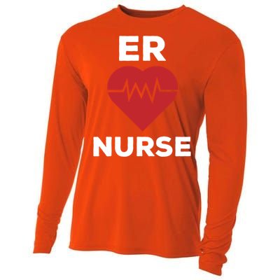 Er Nurse Emergency Room Nurse Heartbeat Nursing Gift Cooling Performance Long Sleeve Crew