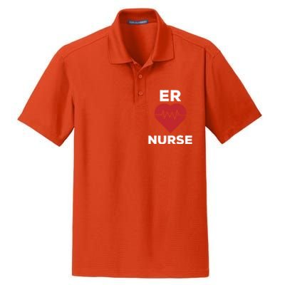 Er Nurse Emergency Room Nurse Heartbeat Nursing Gift Dry Zone Grid Polo