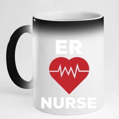 Er Nurse Emergency Room Nurse Heartbeat Nursing Gift 11oz Black Color Changing Mug